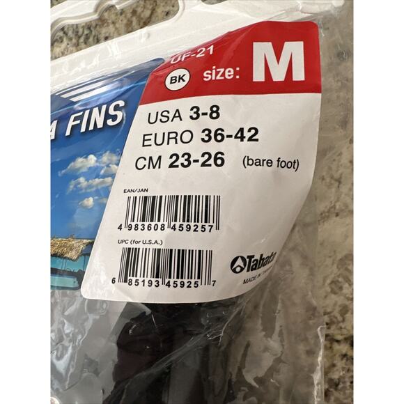 Open Heel Snorkel Fin W/Sil Strap Size Medium 3-8 Black New - Picture 3 of 4